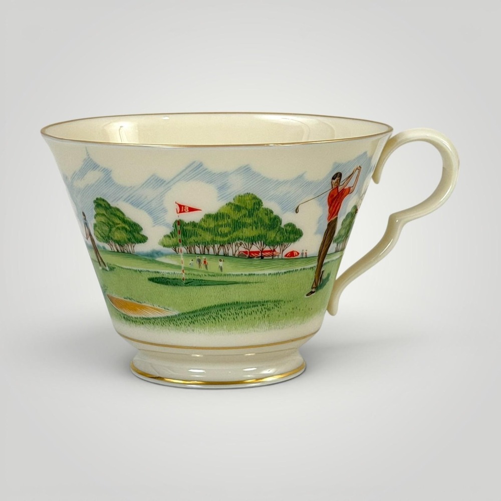 Vintage Lenox Golf Course Golfer Bone China Cup Coffee Tea USA Rare